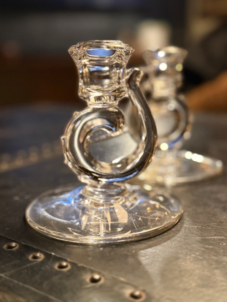 Fostoria Baroque Clear Glass Candlesticks, Pair, c. 1937–1965