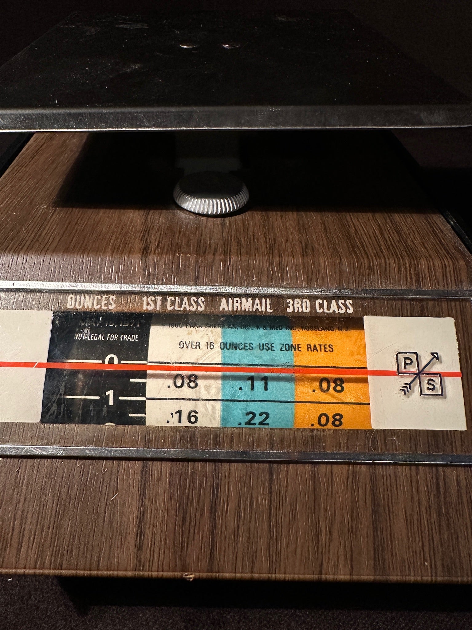 Park Sherman Postal Scale with 1968 Rates, c. 1960s