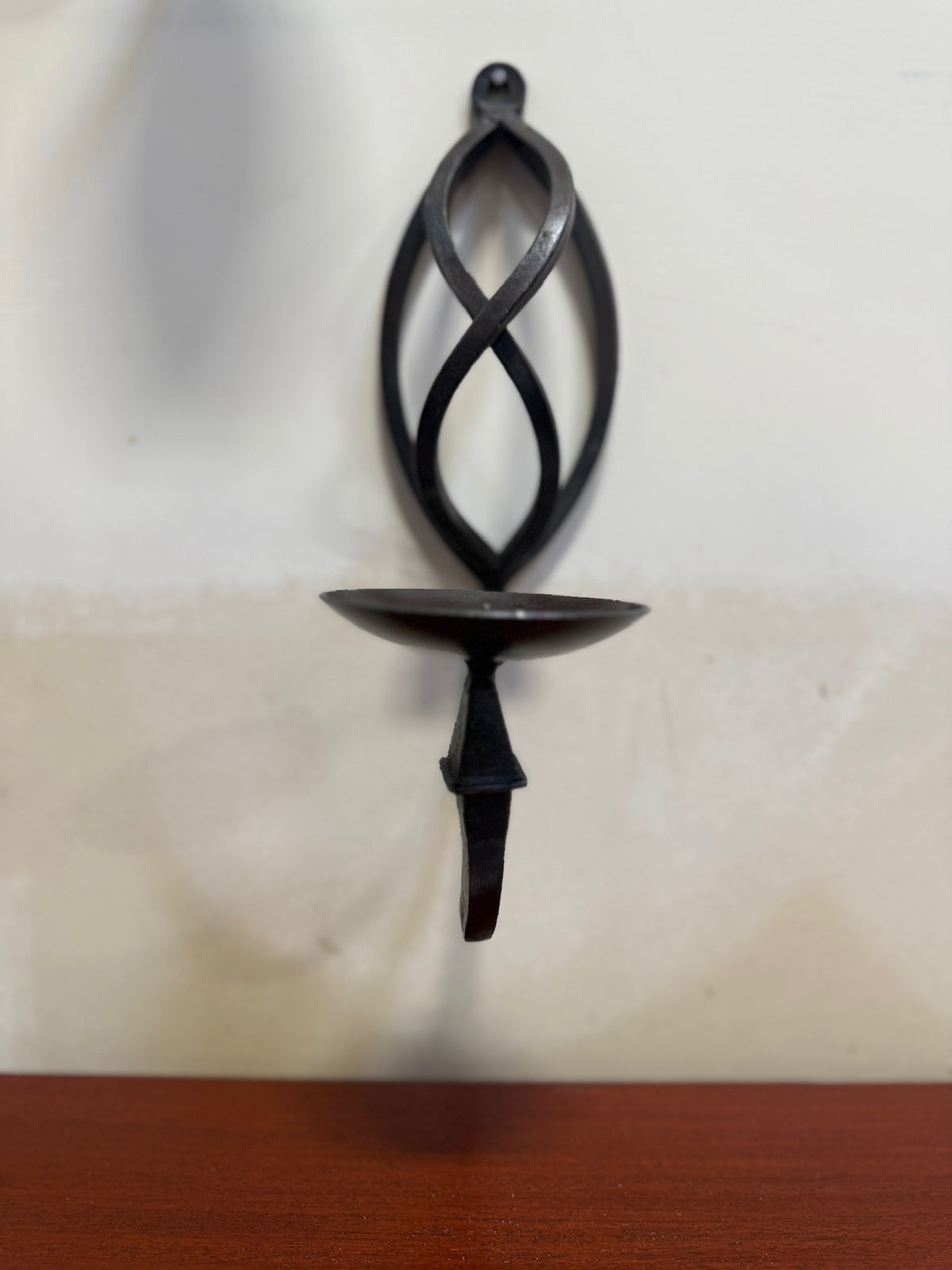 Vintage Hand-Forged Iron Basket-Twist Sconces, Pair, c. 1950–1990