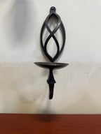 Vintage Hand-Forged Iron Basket-Twist Sconces, Pair, c. 1950–1990