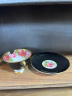 Royal Albert “Old English Rose” Black & Gold Teacup & Saucer, England, c. 1930s–1940s