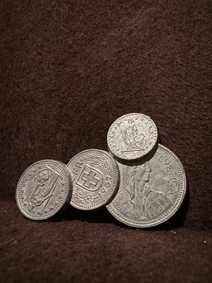 H.F. & Co. Swiss Helvetica Coin Brooch, c. 1950s