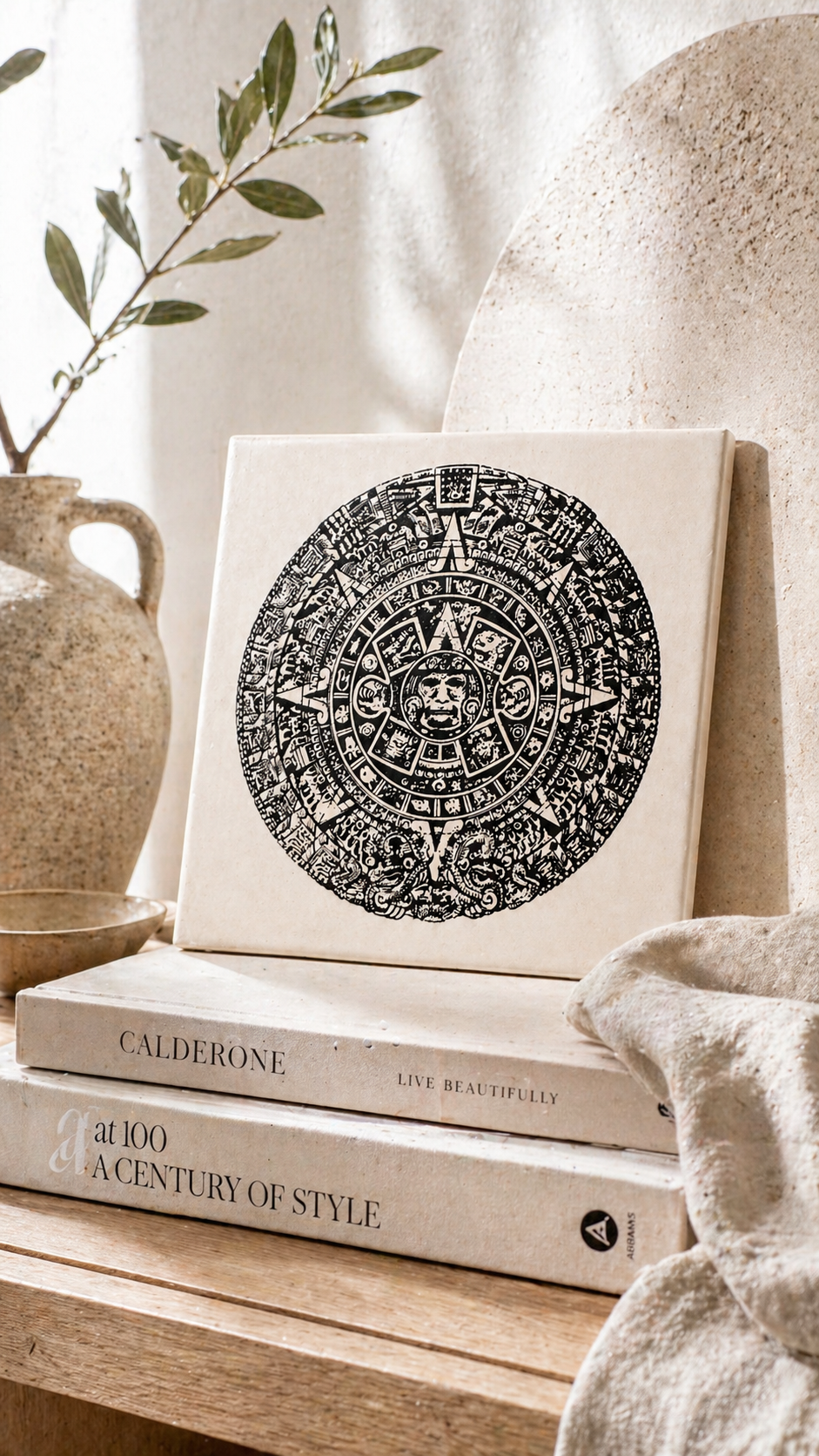 Vintage Pilkington England Aztec Calendar Tile, c. 1970s