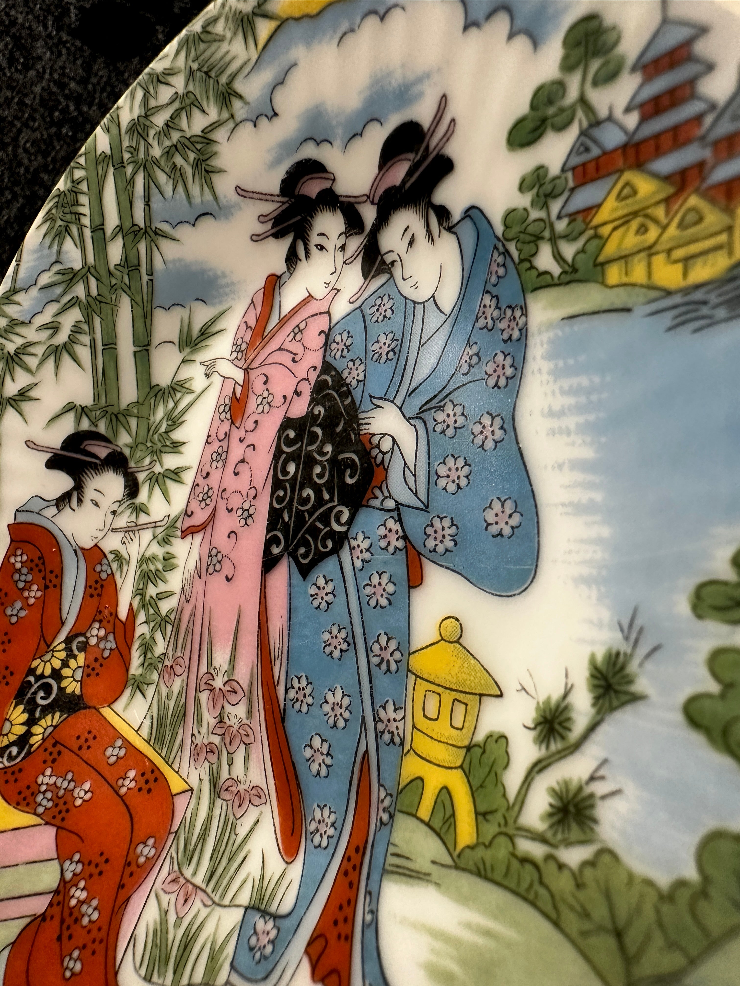 Tanaka Japan Porcelain Saucer with Geisha Scene