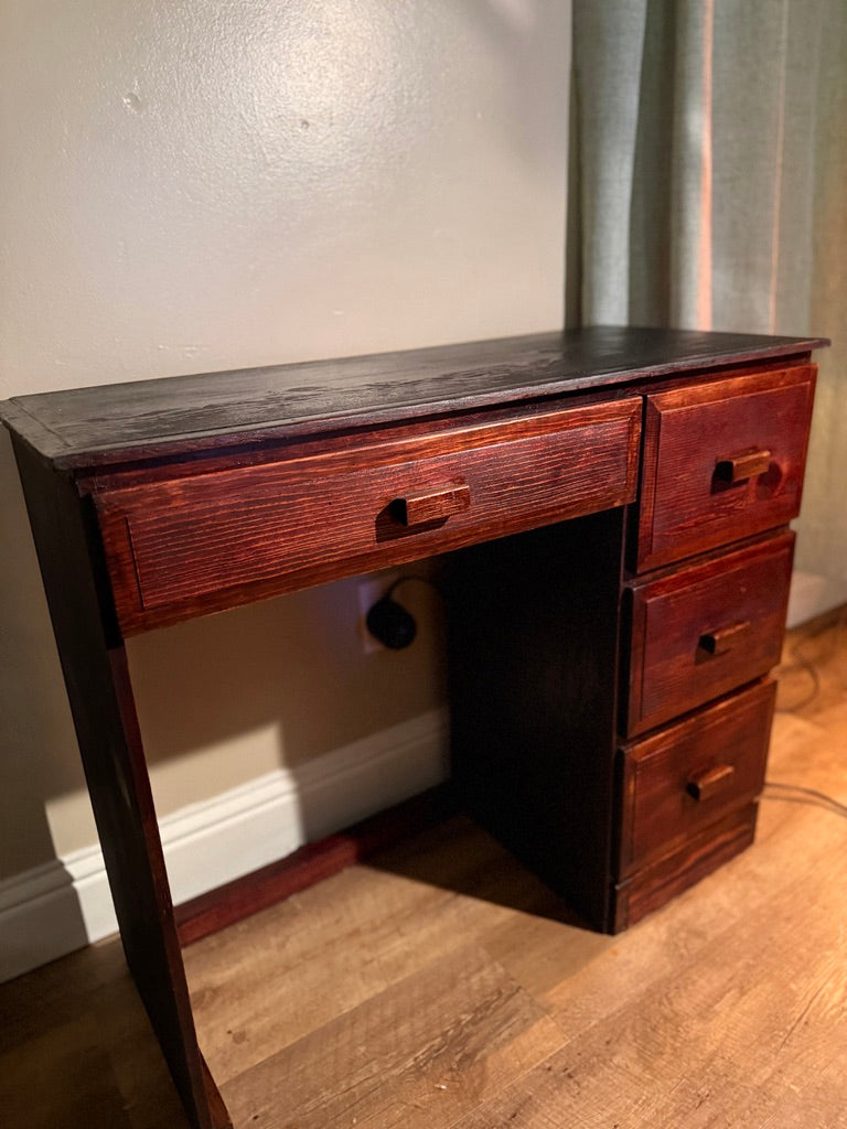 Early 20th Century Solid Wood Writing Desk, c. 1910s–1920s, Hand-Finished