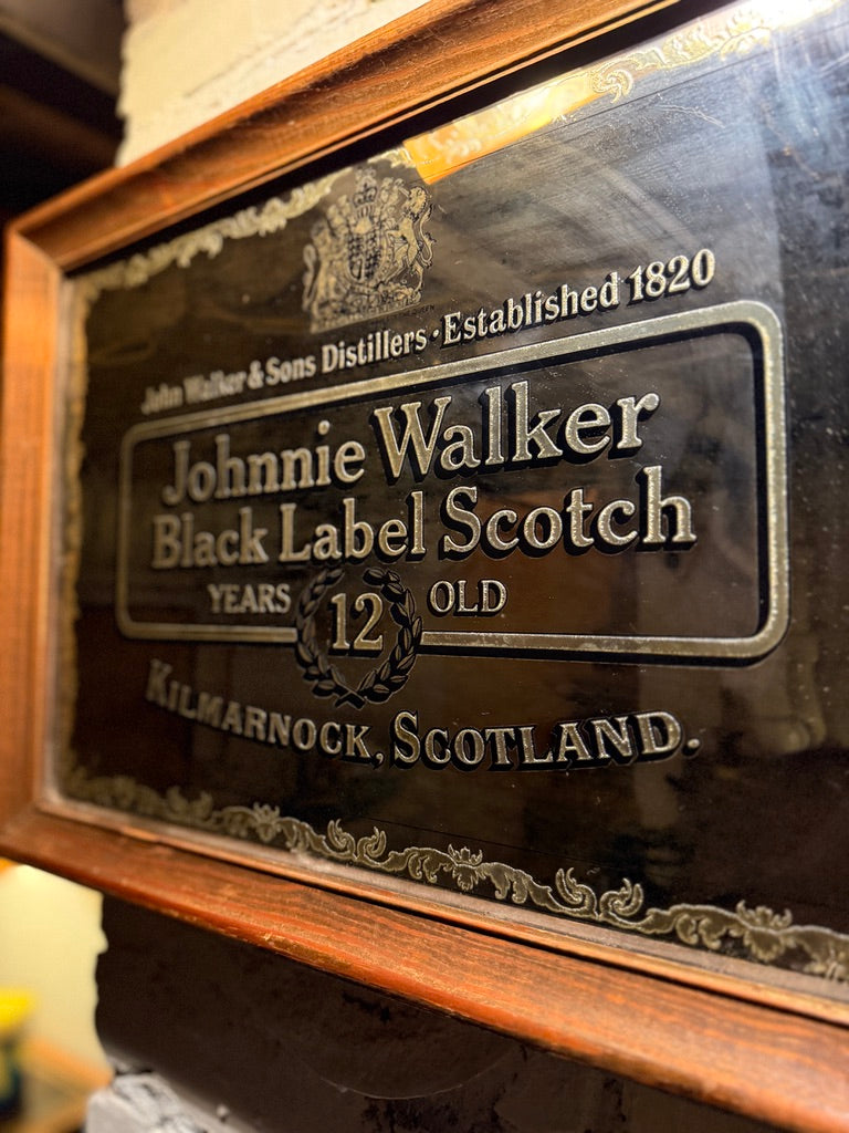 Vintage Johnnie Walker Black Label Bar Mirror | Mid-Century (c.1950–1965)