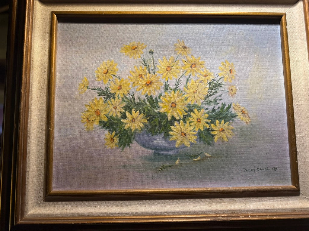 Terry Daugherty Floral Still Life (c. 1980s) | Signed Oil Painting on Canvas