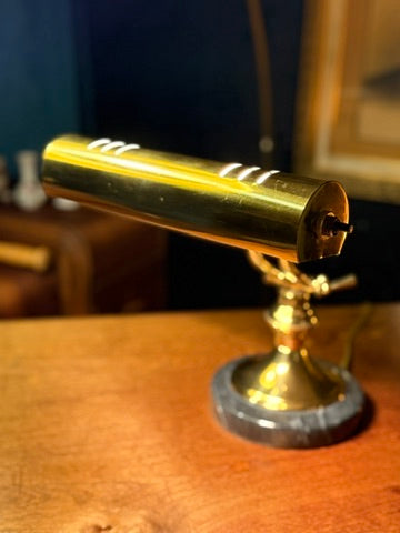 Vintage Brass Piano or Desk Lamp with Marble Base, Art Deco–Early Modern, c. 1925–1945