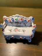 Miniature Porcelain Settee with Hand-Applied Flowers and Gilt Lining, Stamped Made in Occupied Japan — Datable to February 1947 – April 1952