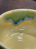 Vintage Japanese Amber Green Drip Glaze Bowls, Set of 4, c. 1925–1955