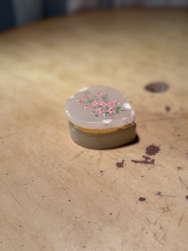 Italian Alabaster Trinket Box for Lefton, Hand-Painted (c. 1950s–1960s)