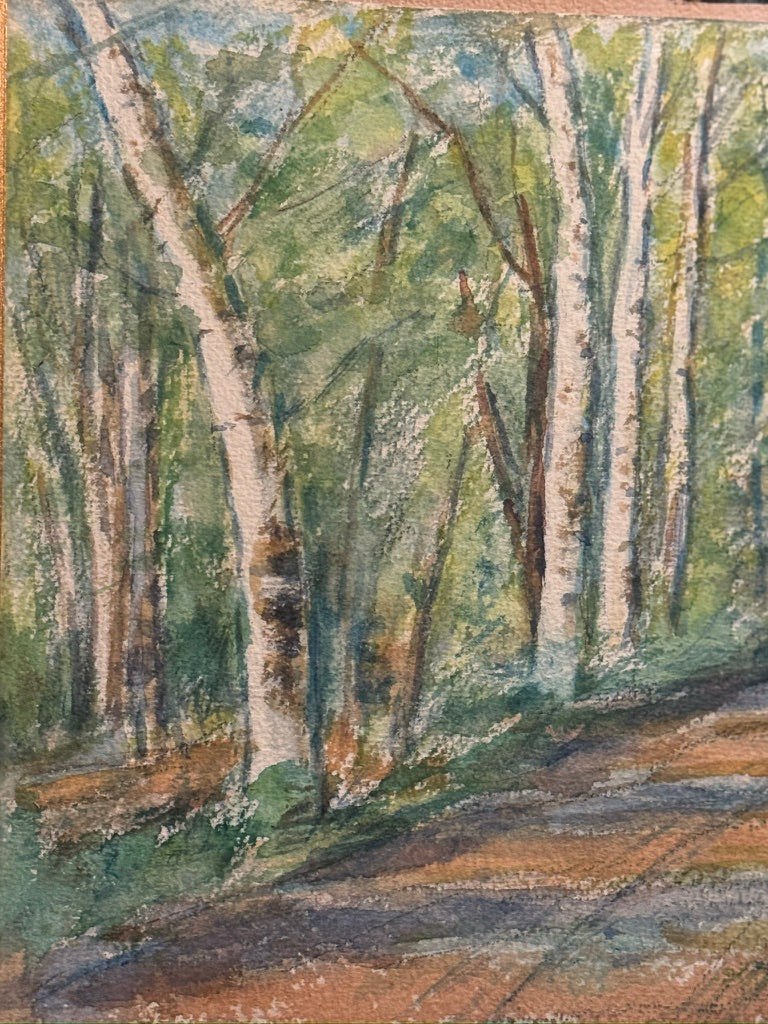 Vintage Landscape Wall Art Original Colored Pencil Drawing Framed