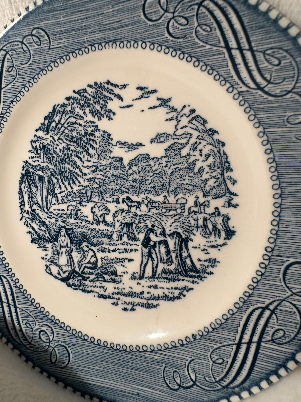 Royal China “Harvest” Blue Underglaze Transferware Plate, c. 1952