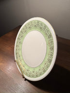 Knowles China “22 Karat Gold” Plate with Green Filigree Border, USA, c. 1940s–1950s