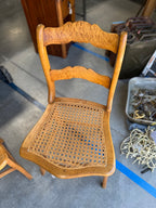 Pair of Antique Hand-Caned Ladder-Back Side Chairs, Circa 1900–1930s