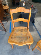 Pair of Antique Hand-Caned Ladder-Back Side Chairs, Circa 1900–1930s
