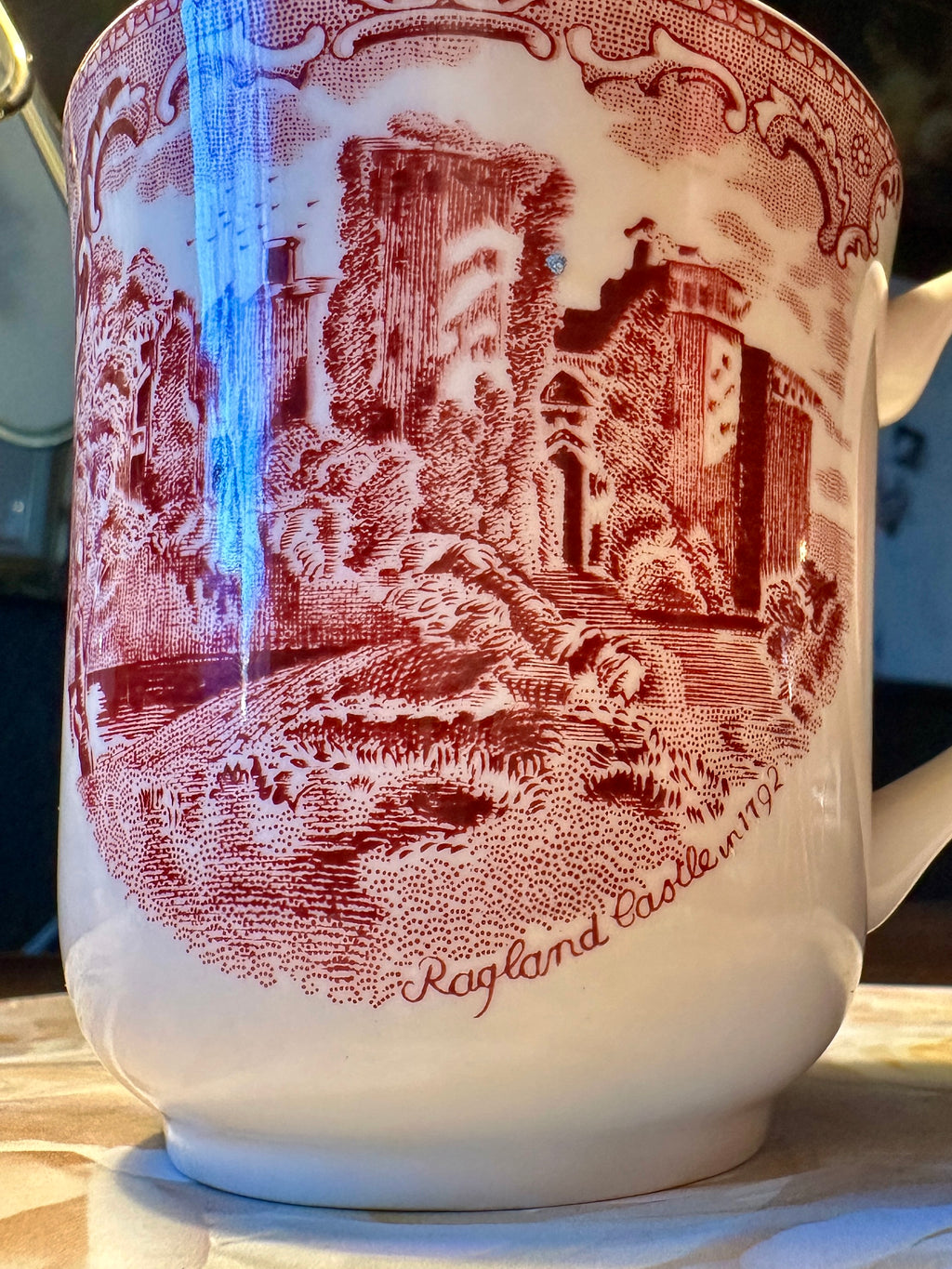 English Transferware Mug – Raglan Castle Scene, Mid-20th Century | Curated Reduction
