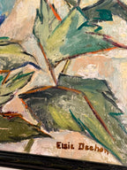 “Blue Delphiniums” by Elsie H. Deehan, Michigan Artist, Oil on Canvas (c. 1950s–1970s)