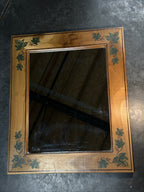 Hand-Painted Ivy Wall Mirror in Golden Wood Frame