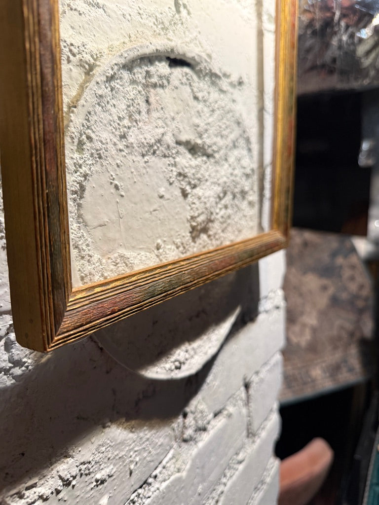 1940s Polychrome Gilt Wood Picture Frame with Glass c. 1940s