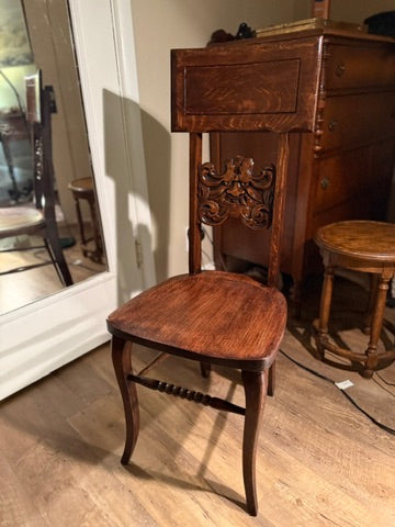 Late Victorian–Early Edwardian Carved Wood Side Chair, Circa 1895–1915
