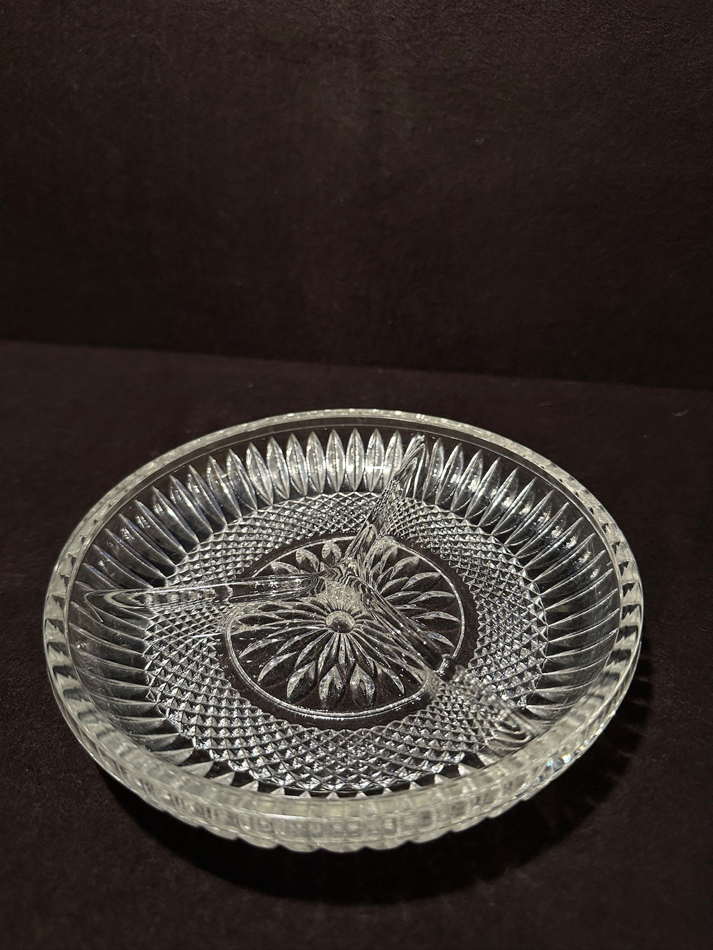 Pressed Glass Three-Part Relish Dish, c. 1960s