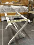 Scheibe Folding Luggage Rack with Floral Tapestry Straps, c. 1960s