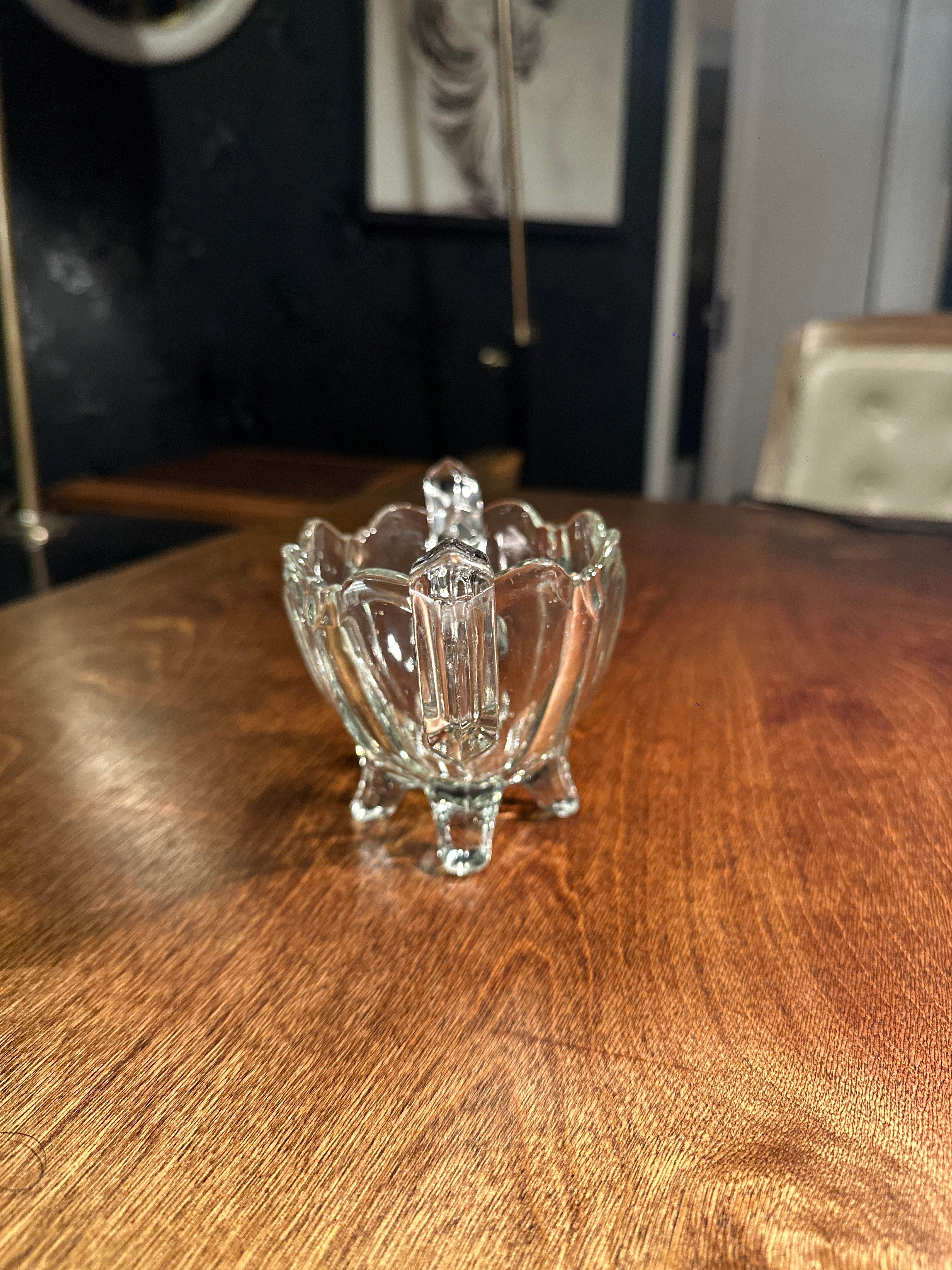 Vintage Pressed Glass Creamer with Scalloped Rim | Clear Glass Mini Pitcher