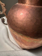 Large Hammered Copper Amphora Urn Vase with Ornate Cast Handles, c. 1930s–1950s