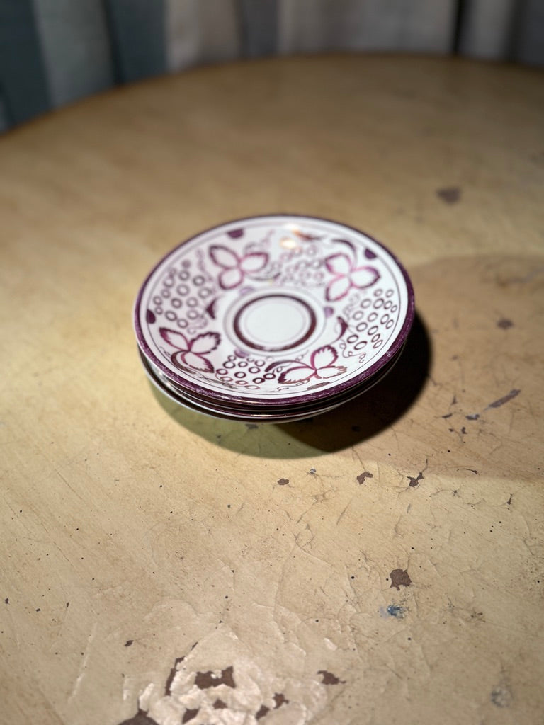 Gray’s Pottery Hand-Painted Grape Saucers, Stoke-on-Trent England c. 1920s–40s (Set of 4)