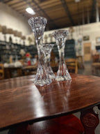 Vintage Czech Lead Crystal Pillar Holders, Set of 3, c. 1993–2005