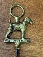 Antique English Brass Wire-Haired Terrier Corkscrew, Regd. 1922