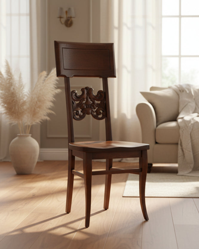 Late Victorian–Early Edwardian Carved Wood Side Chair, Circa 1895–1915
