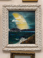 Vintage Dorie Johnson Seascape Oil on Canvas, Framed, c. 1970–1990