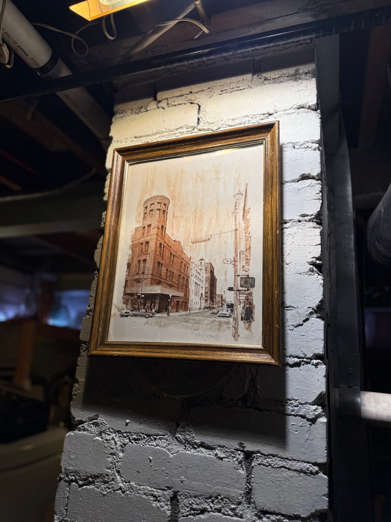 Mid-Century Sepia Urban Street Scene by David, Signed &amp; Numbered 23/600, c. 1950s–1960s