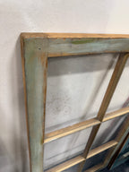 Salvaged Six-Light Wood Window Sash, Weathered Sage Green Paint, American, c. 1900–1940