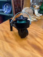 Garcia Mitchell 304 Spinning Reel, Left-Hand Retrieve, Made in France by Carpano & Pons, Black Enamel with Half Bail and Original Crank