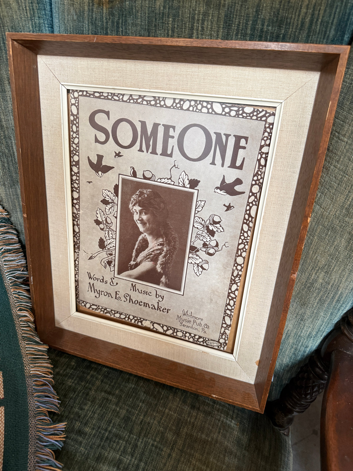 Antique “Some One” Sheet Music Cover, Myron E. Shoemaker, Whitmore Music, Scranton, Framed, c. 1912–1922