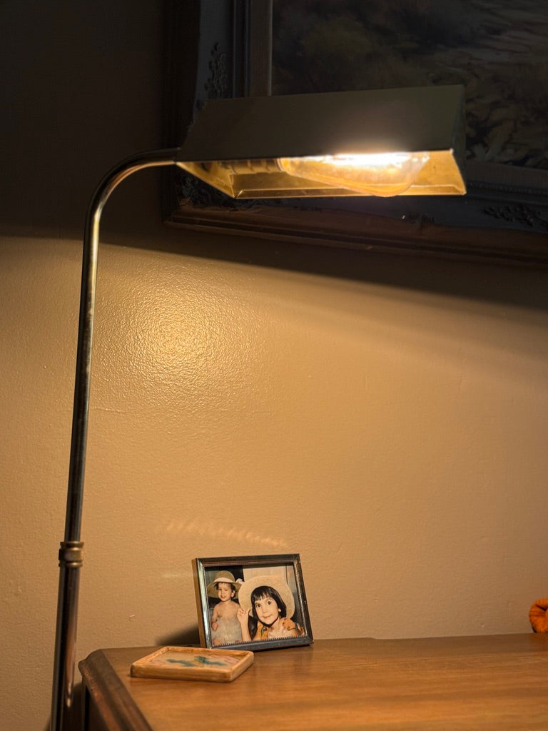 Mid-Century Adjustable Floor Reading Lamp (c. 1940s–1950s) | Metal Task Lamp