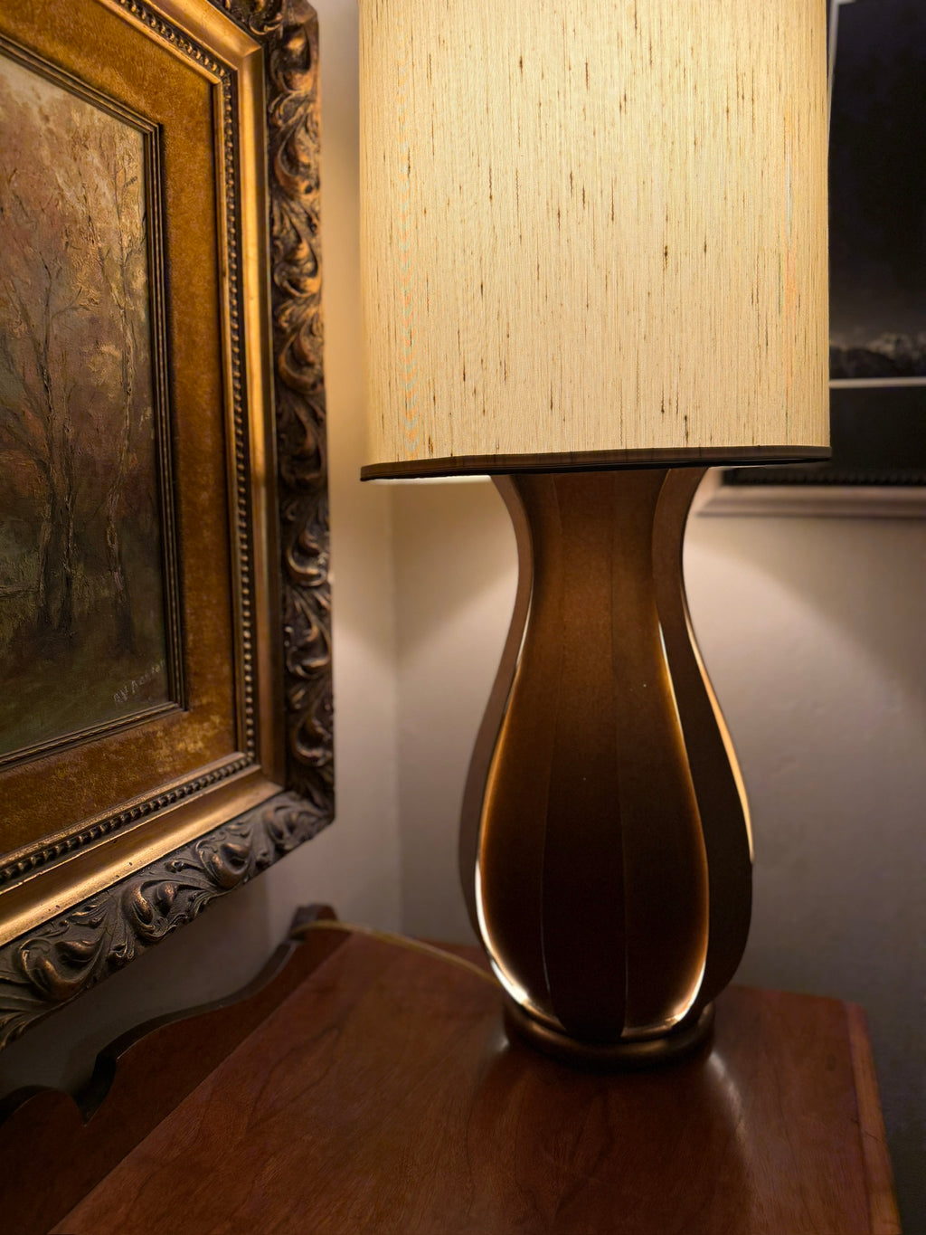 Vintage Sculptural Backlit Table Lamp Mid Century Modern c 1960s