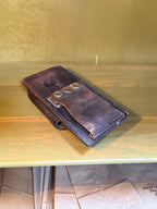 Basketweave-Tooled Leather Double Magazine Pouch, Divided Interior with Three-Position Snap Belt Loop, American Duty Leather, c. 1950–1990