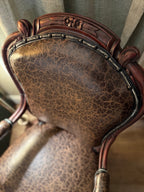 Antique Victorian Armchair Reupholstered in Distressed Brown Leather c. 1880–1900