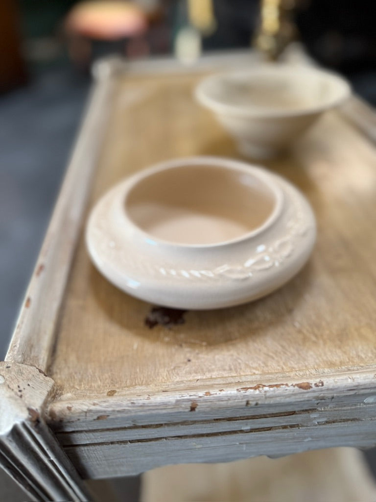 Vintage Signed Cream Glaze Studio Pottery Bowl, Circa 1960s–1970s
