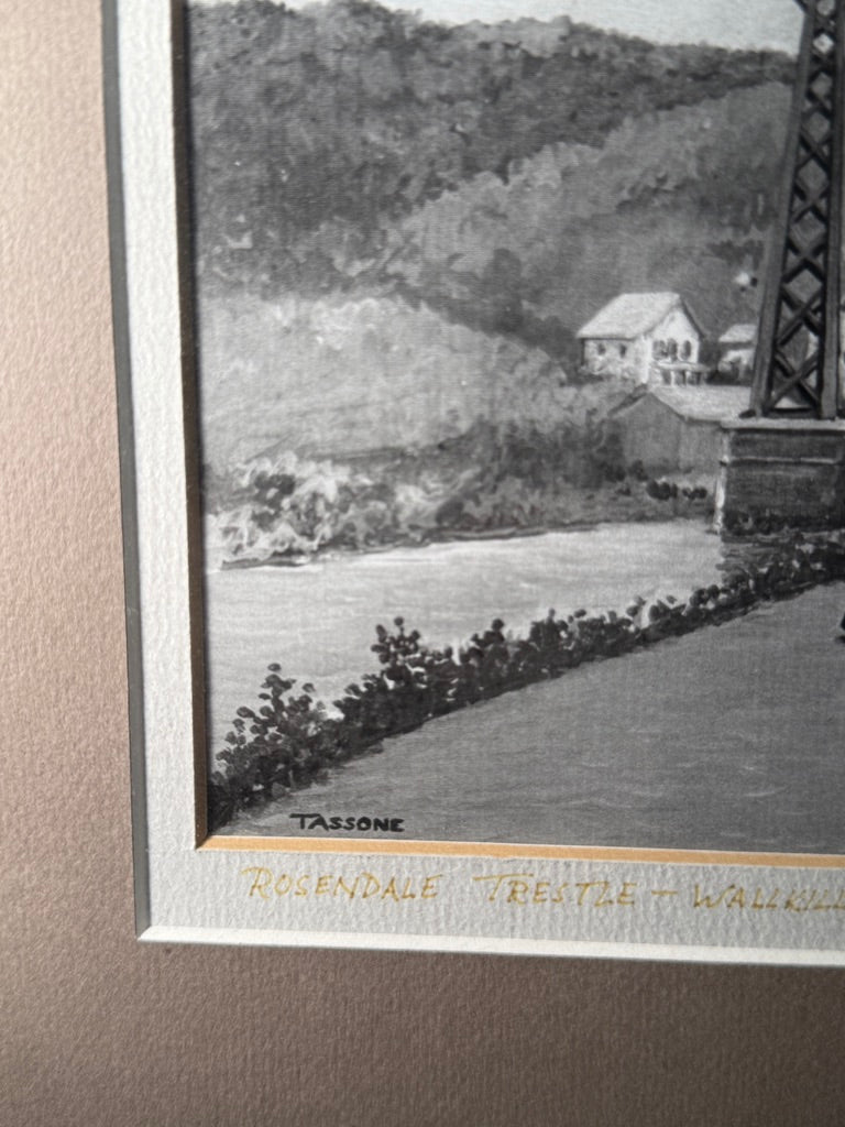 Rosendale Trestle, Wallkill Valley Railroad (1872 Bridge) — Original Hudson Valley Railroad Illustration by Tassone, c. 1970–1990