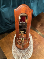 Italian Mirrored Wall Candle Sconce, c. 1950s–1960s | Federal Revival Wood & Brass Candleholder