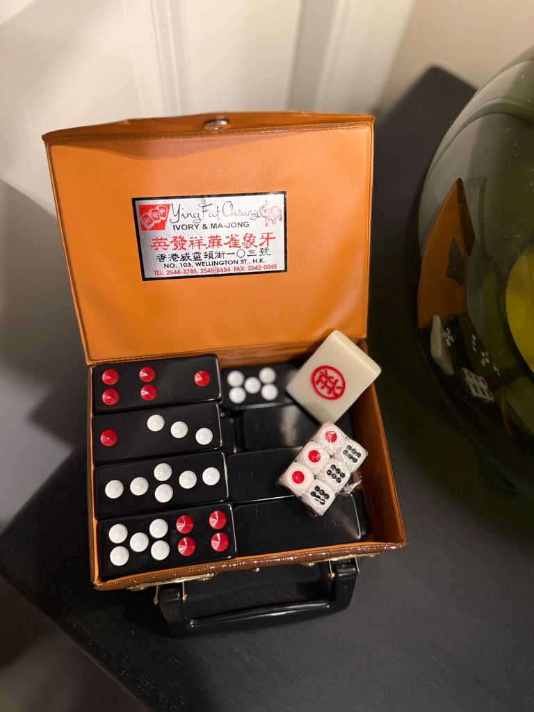 c. Late 1970s Hong Kong Travel Mahjong Set in Faux Crocodile Case