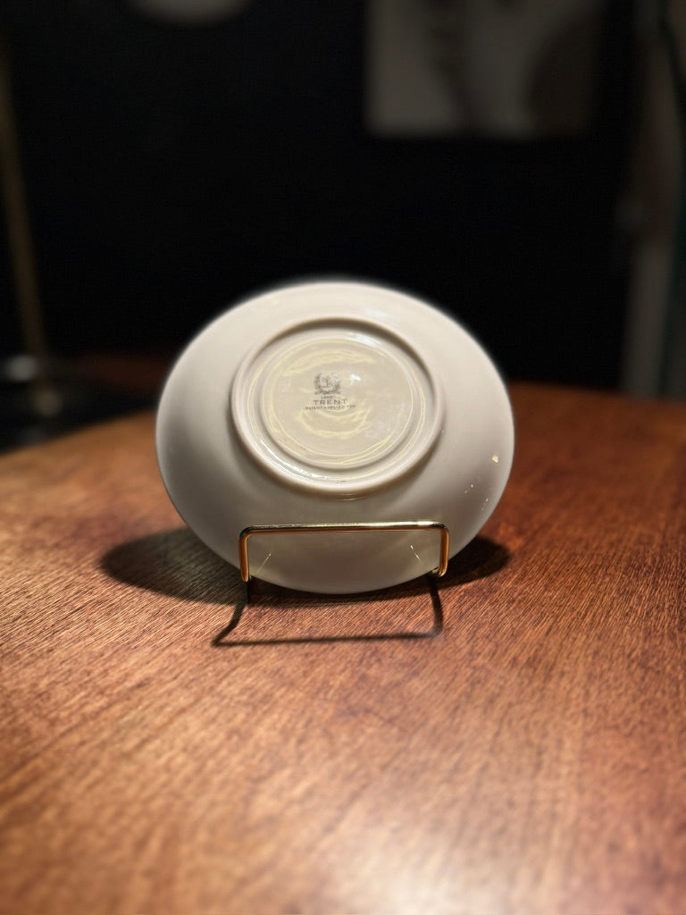 Lenox “Trent” Saucer • Early Art Deco Ivory Porcelain • c. 1918–1923 • Enamel & Gilt (Set Of 2)