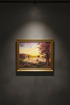 Signed 1973 Southwestern Adobe Landscape Painting by Vinnie