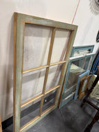Salvaged Six-Light Wood Window Sash, Weathered Sage Green Paint, American, c. 1900–1940