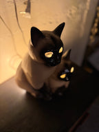 Porcelain Siamese Cat Lamp, Mid-Century Figural (c 1952)
